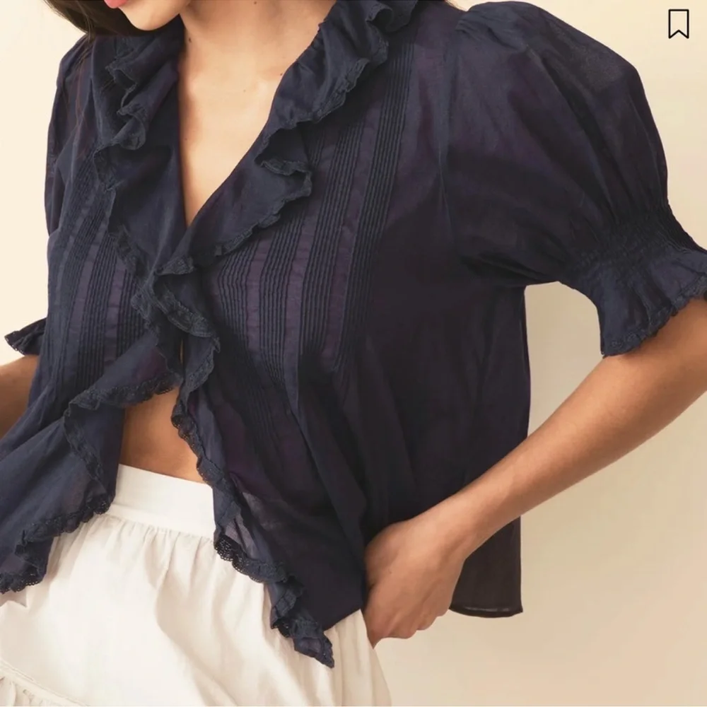 Doen Henri Top in Adriatic Navy Blue - Picture 1 of 9